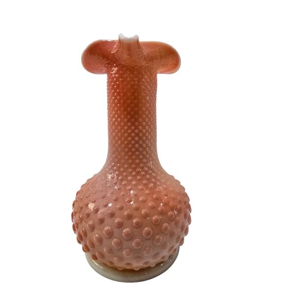 Vintage Footed Peach-Swirl Hobnail Glass Pitcher - Large Decorative Collectible - Picture 7 of 13